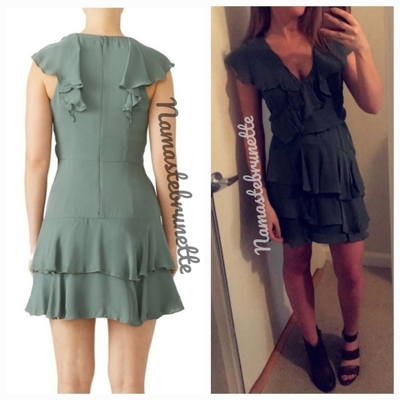 NWT $348 Parker Sage Green Ruffled Tiered Dress, Size 2 - Picture 6 of 14